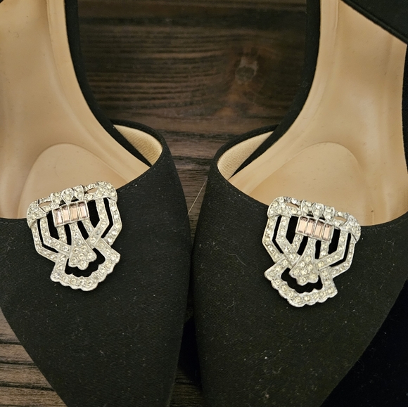 Vintage Art Deco Rhinestone Duette Brooch | Convertible Dress Clips | 1930s–40s - Picture 4 of 7